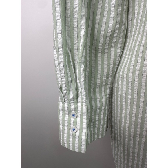 Anthropologie Striped Collared Long Sleeve Button Down Shirt Mini Dress - Picture 7 of 10